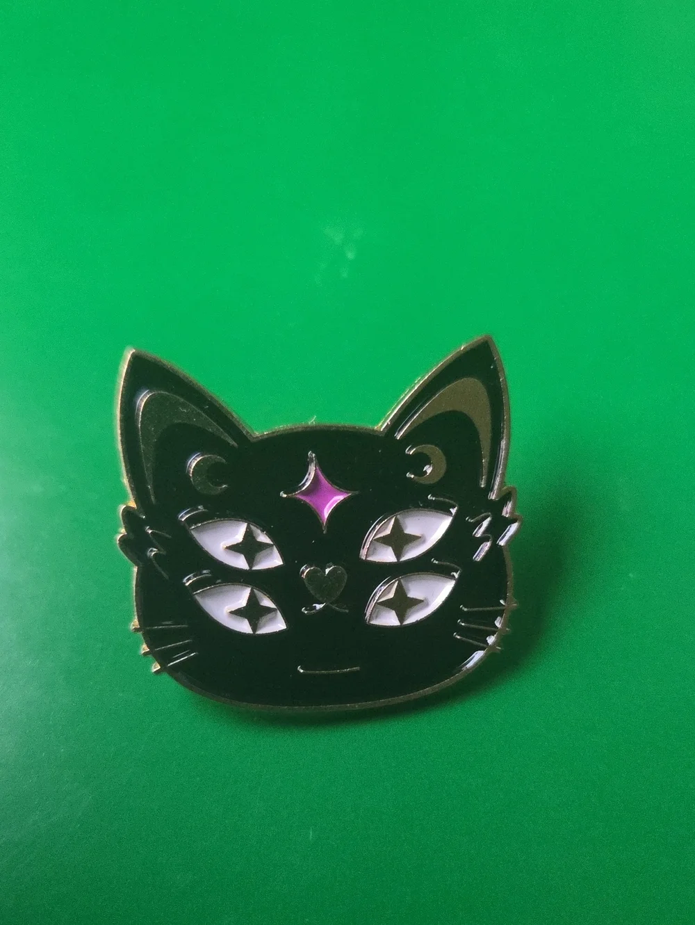 Black and Purple Mystical Cat Enamel Pin - Blank Brand